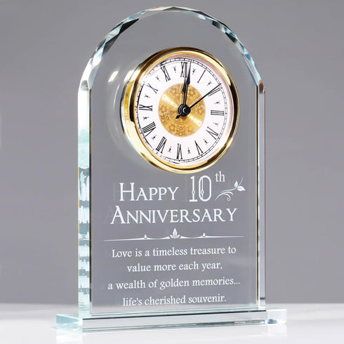 10 Year Anniversary Glass Clock Gift